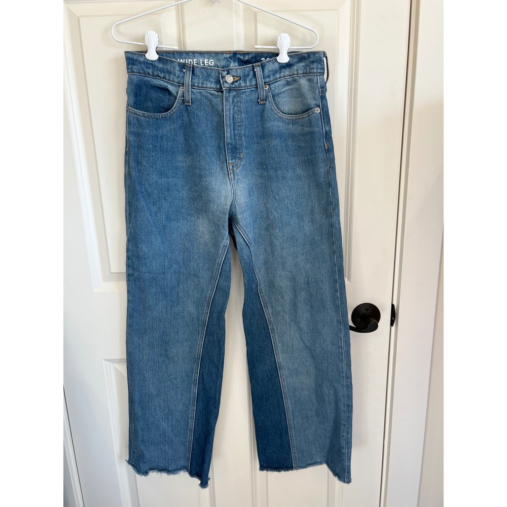 J.Crew Slim Wide Leg 2 Tone Retro Style Raw Hem Jeans Size 29
